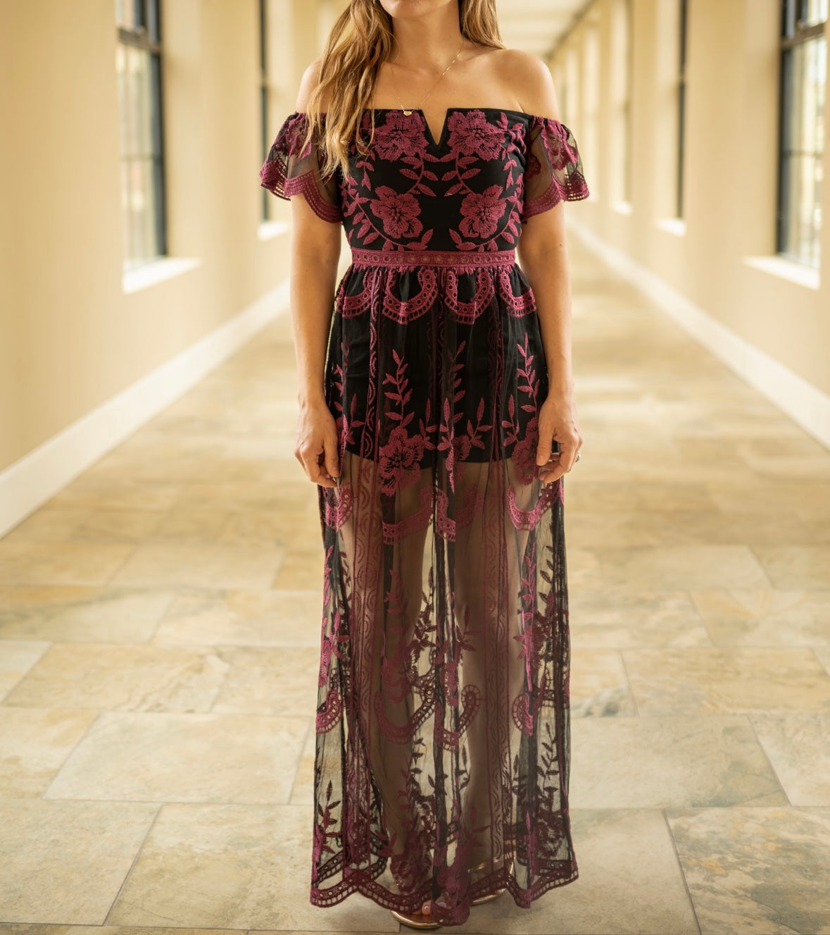 Olivia All Over Lace Maxi Dress