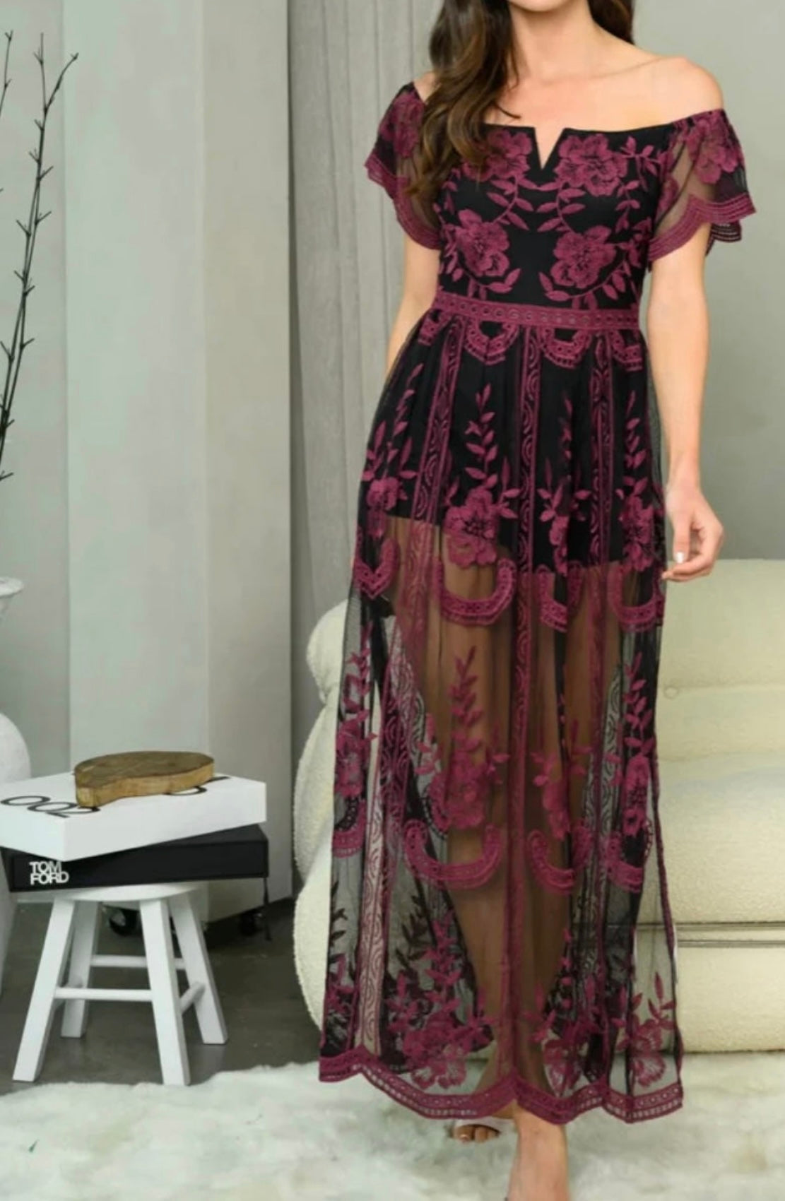 Olivia All Over Lace Maxi Dress
