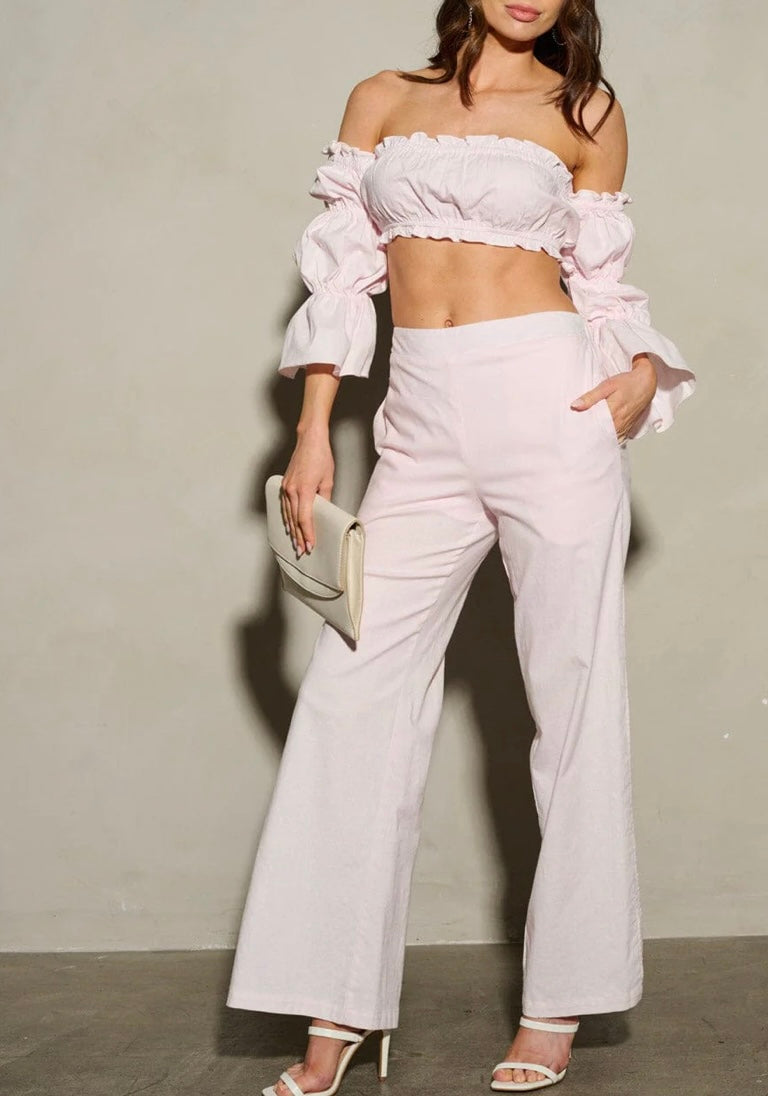 Lanni Off Shoulder Crop Top and Pant Set