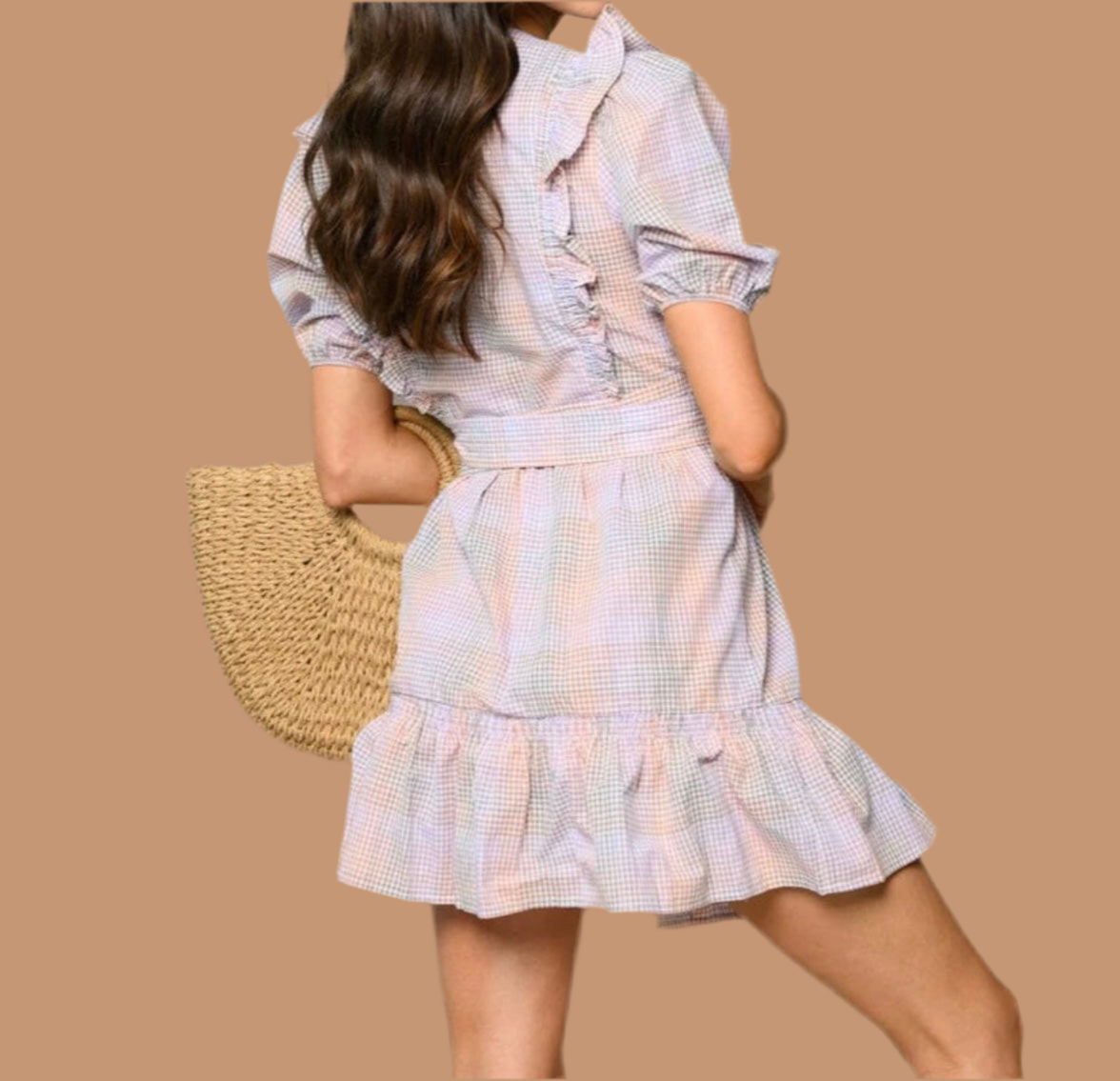 Ashley Ruffle Plaid Mini Dress